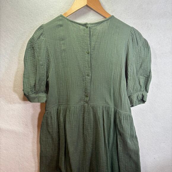 The Impeccable Pig Green Swing Gauze Cotton Mini Dress Size Large L - Picture 3 of 7